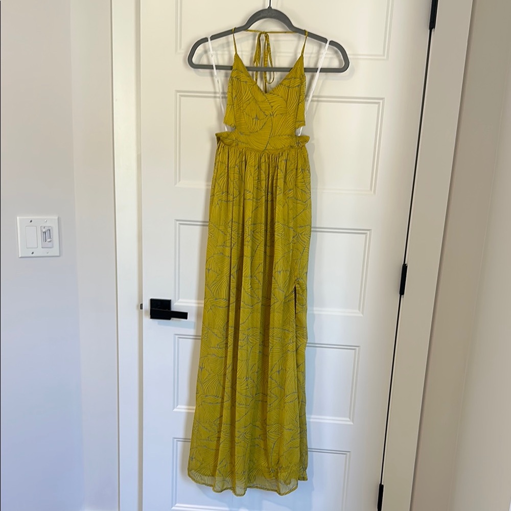 Lulus Yellow Spaghetti Strap Maxi Sundress for Weddings XS